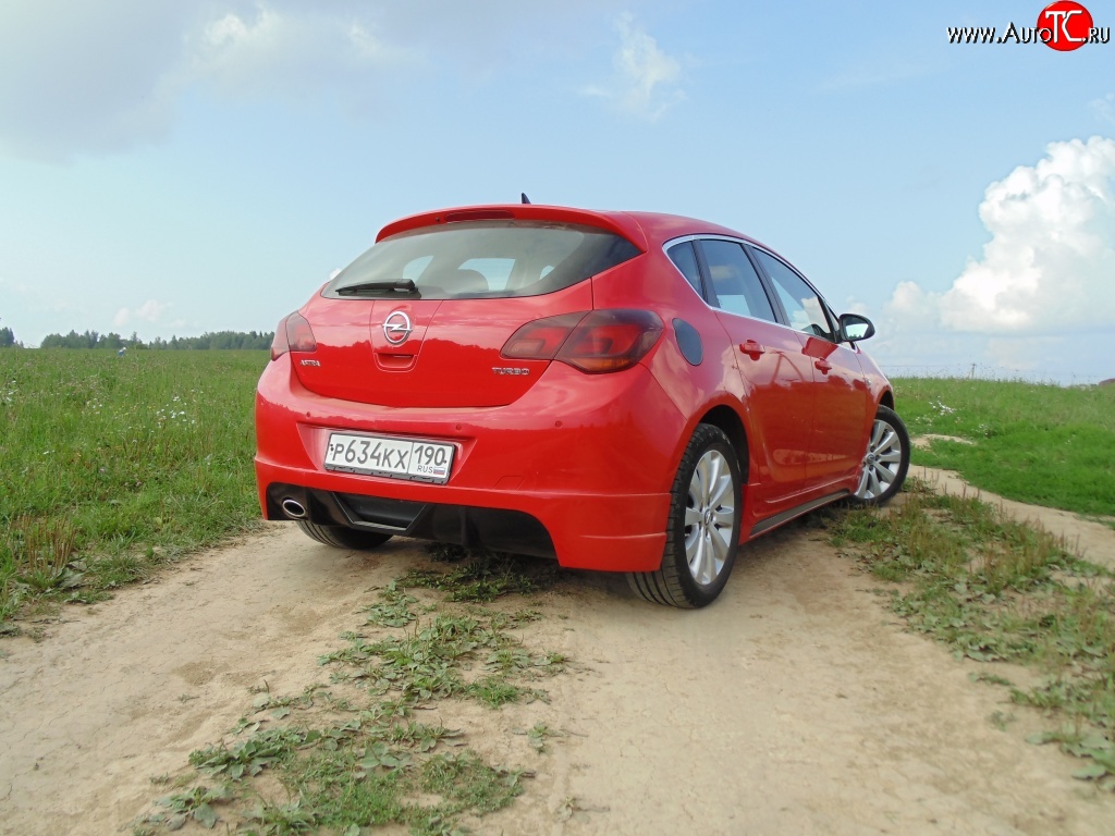 3 899 р. Накладка Sport на задний бампер Opel Astra J хэтчбек 5 дв. дорестайлинг (2009-2012) (Неокрашенная)  с доставкой в г. Керчь