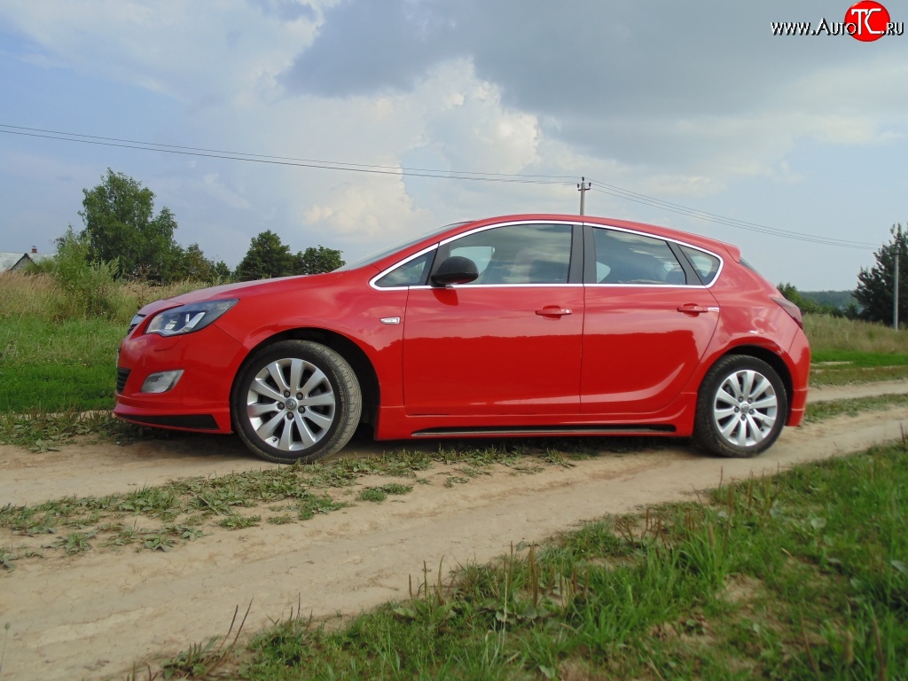 5 249 р. Пороги накладки Sport Opel Astra J хэтчбек 5 дв.  рестайлинг (2012-2017) (Неокрашенные)  с доставкой в г. Керчь