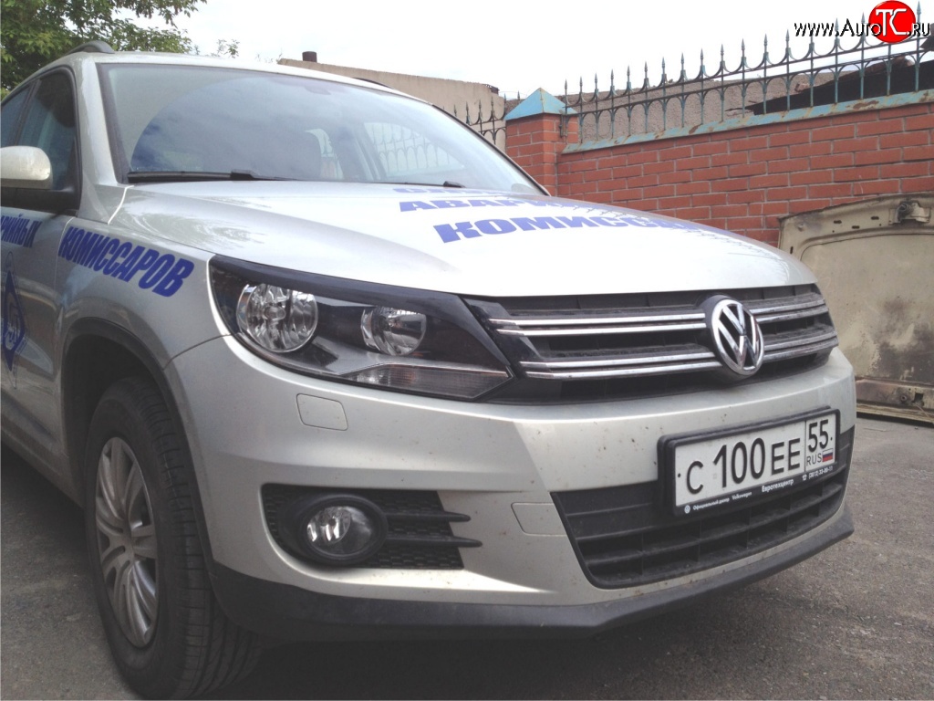 1 859 р. Реснички Sport на фары Volkswagen Tiguan NF рестайлинг (2011-2017) (Неокрашенные)  с доставкой в г. Керчь