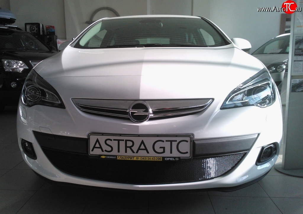 1 469 р. Сетка на бампер GTC Russtal (черная) Opel Astra J хэтчбек 5 дв. дорестайлинг (2009-2012)  с доставкой в г. Керчь