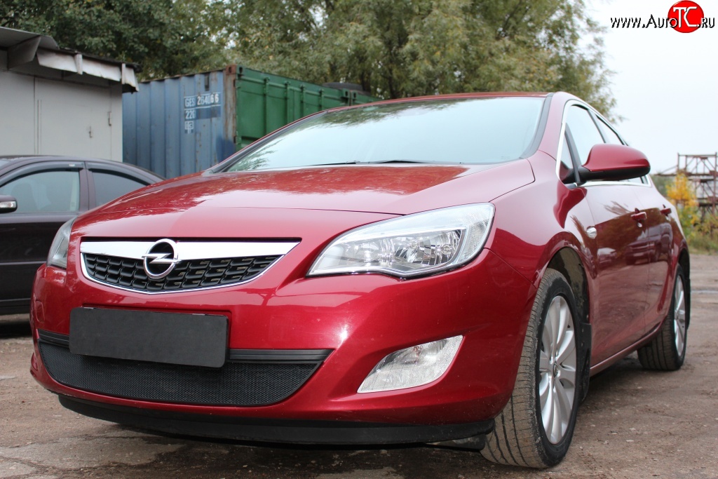 1 469 р. Сетка на бампер Russtal (черная) Opel Astra J хэтчбек 5 дв. дорестайлинг (2009-2012)  с доставкой в г. Керчь