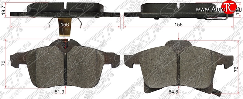 1 179 р. Колодки тормозные SAT (передние)  Opel Astra ( G,  H,  H GTC,  J) - Zafira  В  с доставкой в г. Керчь