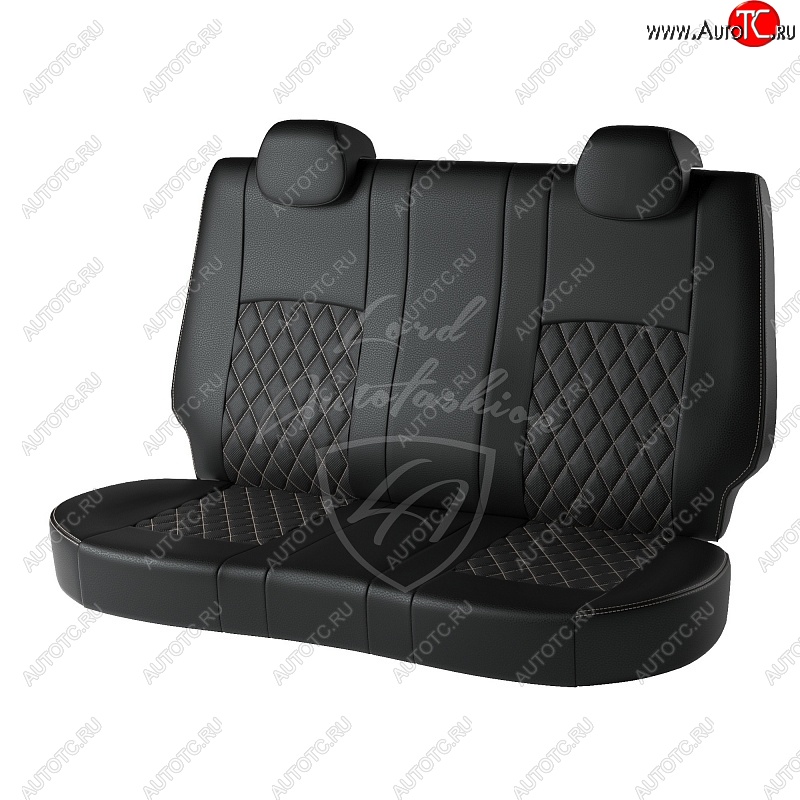 9 449 р. Чехлы для сидений Lord Autofashion Турин Ромб (экокожа)  Opel Corsa  D (2006-2014)   дорестайлинг, хэтчбэк 5 дв., 1-ый рестайлинг, хэтчбэк 5 дв.,  2-ой рестайлинг, хэтчбэк 5 дв. (Черный, вставка черная, строчка бежевая)  с доставкой в г. Керчь