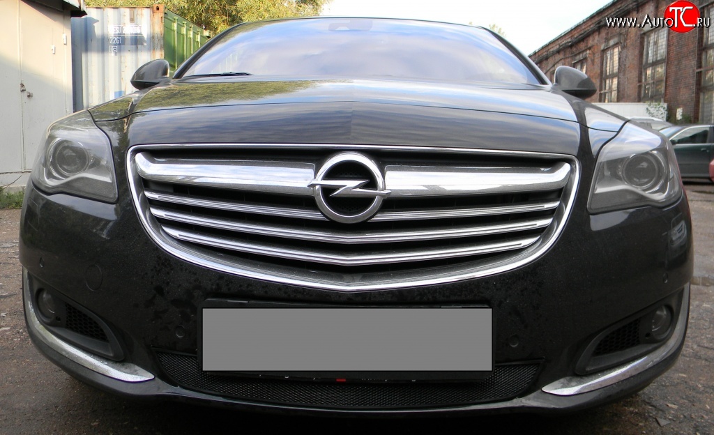 1 469 р. Сетка на бампер (рестайлинг) Russtal (черная) Opel Insignia A рестайлинг седан (2013-2017)  с доставкой в г. Керчь
