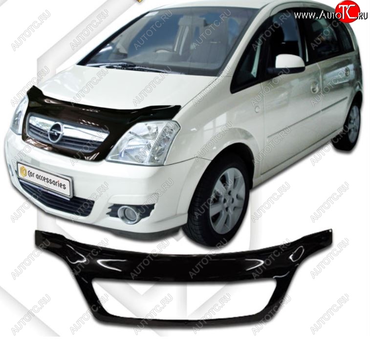 2 599 р. Дефлектор капота CA-Plastic Opel Meriva A (2002-2010) (Classic черный, Без надписи)  с доставкой в г. Керчь