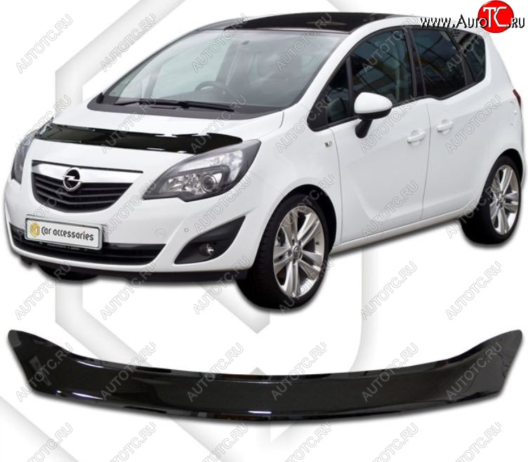1 999 р. Дефлектор капота CA-Plastic Opel Meriva B (2010-2013) (Classic черный, Без надписи)  с доставкой в г. Керчь