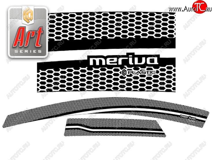 2 399 р. Дефлектора окон CA-Plastic  Opel Meriva  B (2010-2013) (Серия Art черная, Без хром.молдинга)  с доставкой в г. Керчь