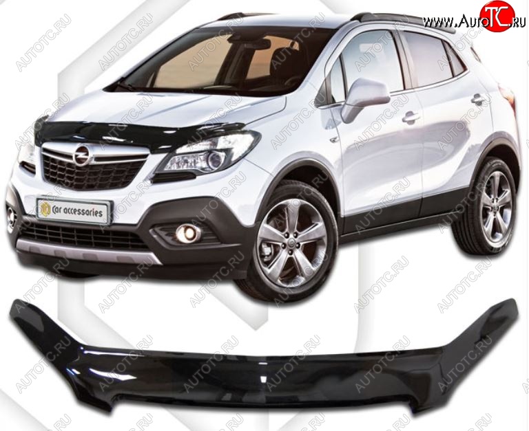3 199 р. Дефлектор капота CA-Plastic Opel Mokka  дорестайлинг (2012-2016) (Classic черный, Без надписи)  с доставкой в г. Керчь