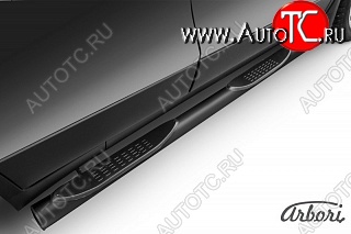 7 703 р. Защита штатных порогов Arbori (с проступью, черная, d76 mm). Opel Mokka  дорестайлинг (2012-2016)  с доставкой в г. Керчь