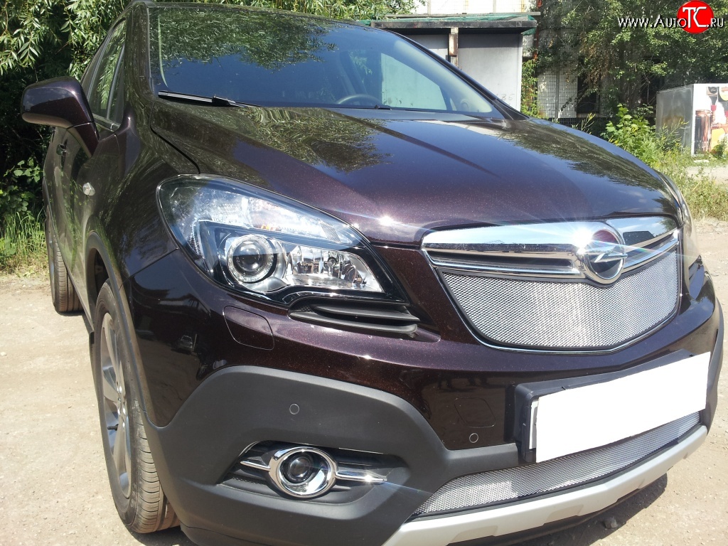 1 539 р. Нижняя сетка на бампер Russtal (хром) Opel Mokka  дорестайлинг (2012-2016)  с доставкой в г. Керчь