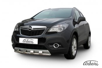14 363 р. Защита переднего бампера Arbori (с декоративными элементами, нержавейка, 1 труба d57 mm) Opel Mokka  дорестайлинг (2012-2016)  с доставкой в г. Керчь. Увеличить фотографию 2