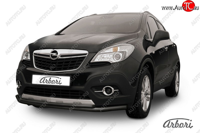 7 559 р. Защита переднего бампера Arbori (черная, 2 трубы d57 и 42 mm) Opel Mokka  дорестайлинг (2012-2016)  с доставкой в г. Керчь