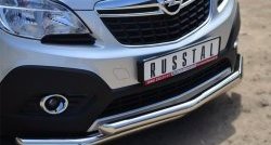 17 999 р. Защита переднего бампера (2 трубыØ63 мм, нержавейка) SLITKOFF Opel Mokka  дорестайлинг (2012-2016)  с доставкой в г. Керчь. Увеличить фотографию 2