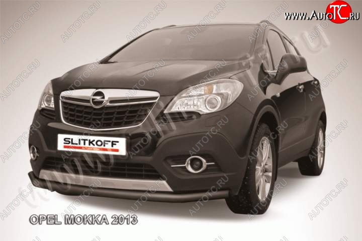 8 599 р. защита переднего бампера Slitkoff  Opel Mokka (2012-2016)  дорестайлинг (Цвет: серебристый)  с доставкой в г. Керчь