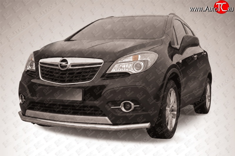 12 299 р. Защита переднего бампера из длинной трубы диаметром 57 мм Slitkoff Opel Mokka  дорестайлинг (2012-2016) (Цвет: нержавеющая полированная сталь)  с доставкой в г. Керчь