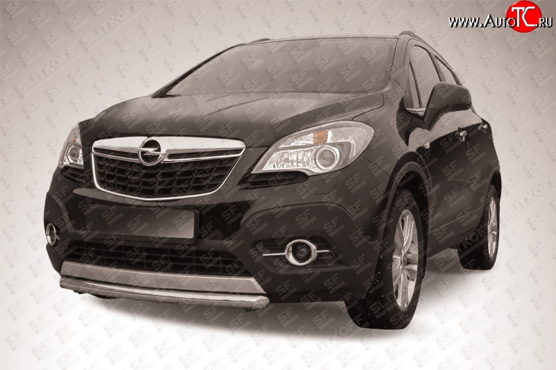 11 299 р. Защита переднего бампера из короткой трубы диаметром 57 мм Slitkoff Opel Mokka  дорестайлинг (2012-2016) (Цвет: нержавеющая полированная сталь)  с доставкой в г. Керчь