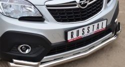 18 999 р. Защита переднего бампера (2 трубыØ63 и 42 мм, нержавейка) SLITKOFF Opel Mokka  дорестайлинг (2012-2016)  с доставкой в г. Керчь. Увеличить фотографию 2