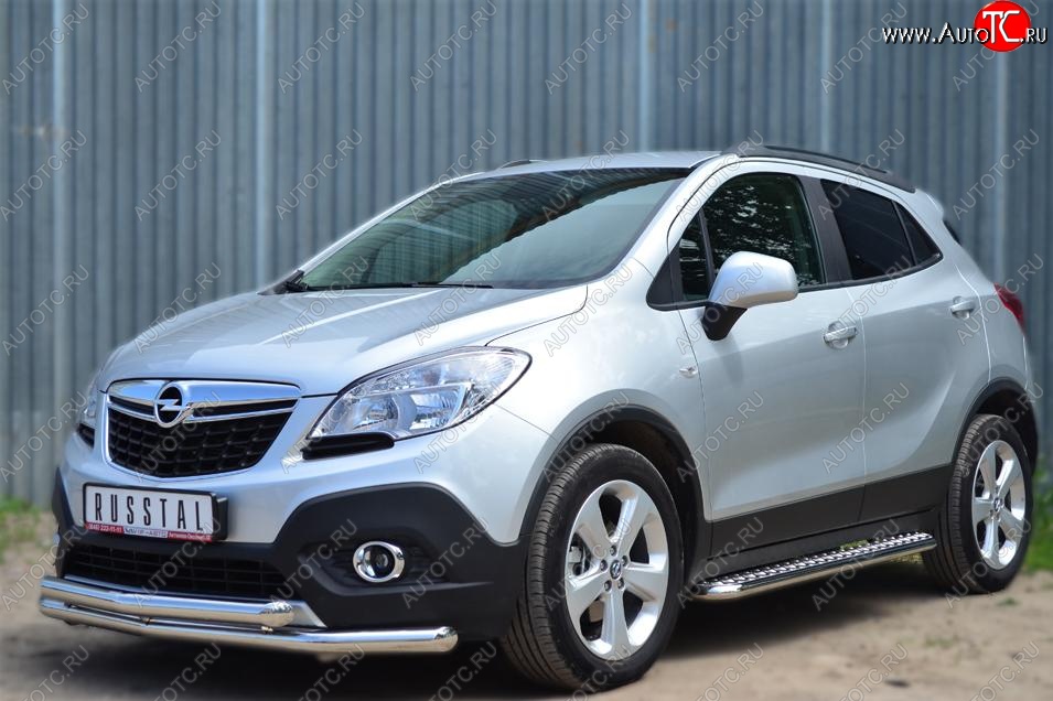 35 549 р. Защита порогов из круглой трубы диаметром 42 мм SLITKOFF v3  Opel Mokka (2012-2016)  дорестайлинг  с доставкой в г. Керчь