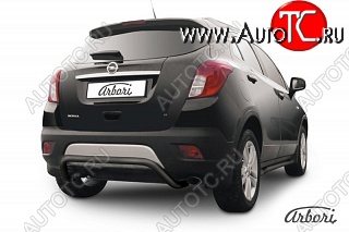 6 389 р. Защита заднего бампера Arbori (скоба, черная, 1 труба d57 mm). Opel Mokka  дорестайлинг (2012-2016)  с доставкой в г. Керчь