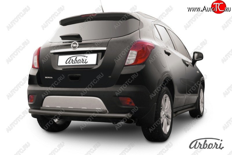 6 749 р. Защита заднего бампера Arbori (черная, 2 трубы d57 и 42 mm). Opel Mokka  дорестайлинг (2012-2016)  с доставкой в г. Керчь