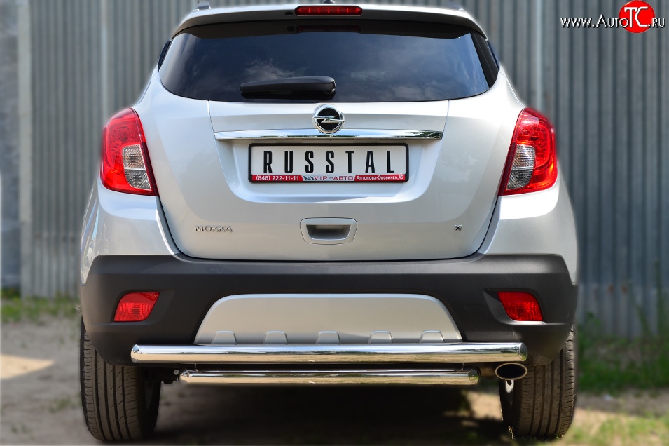 17 499 р. Защита заднего бампера (2 трубы Ø63 мм, нержавейка) SLITKOFF  Opel Mokka (2012-2016)  дорестайлинг  с доставкой в г. Керчь