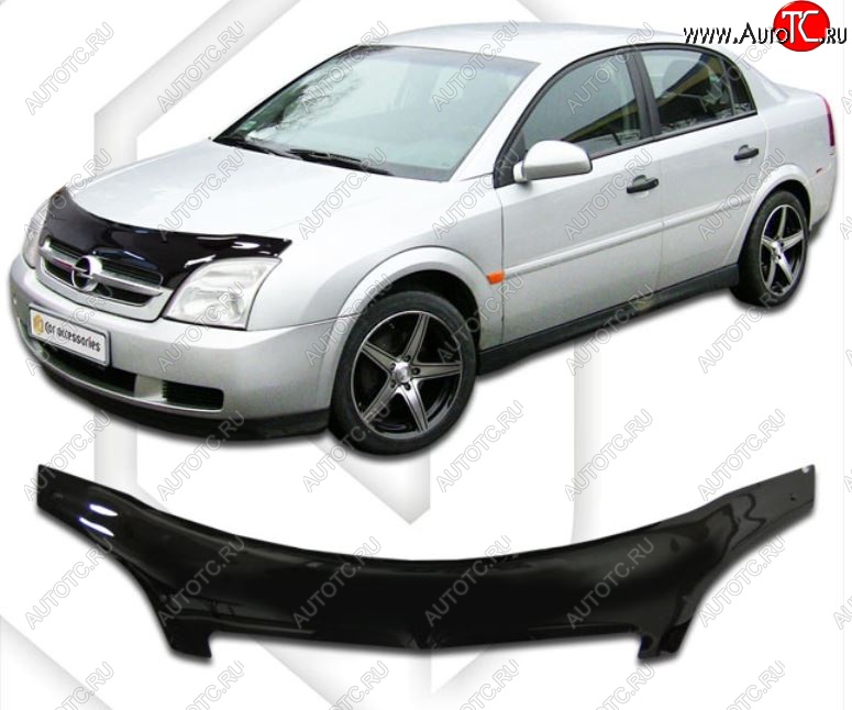 2 399 р. Дефлектор капота CA-Plastiс exclusive Opel Vectra C седан дорестайлинг (2002-2005) (Classic черный, Без надписи)  с доставкой в г. Керчь