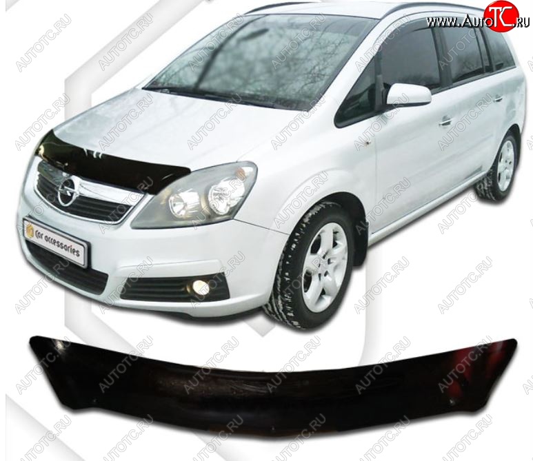 1 899 р. Дефлектор капота CA-Plastic Opel Zafira В рестайлинг (2007-2015) (Classic черный, Без надписи)  с доставкой в г. Керчь