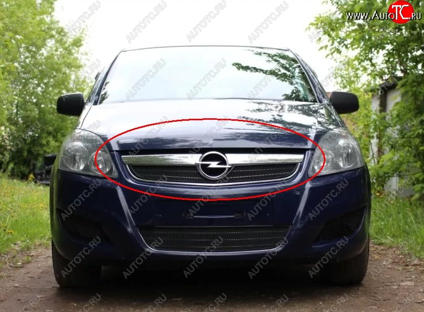 1 469 р. Сетка в решетку радиатора Russtal Opel Zafira В рестайлинг (2007-2015) (черная)  с доставкой в г. Керчь