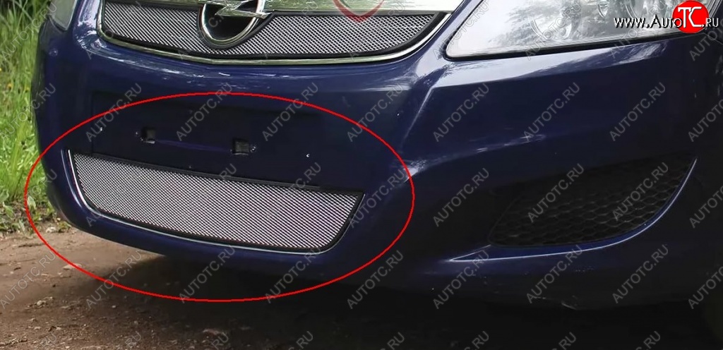 1 539 р. Нижняя решётка в воздуховод автомобиля Russtal (хром) Opel Zafira В рестайлинг (2007-2015)  с доставкой в г. Керчь