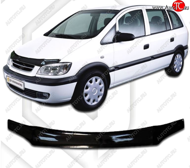 1 999 р. Дефлектор капота CA-Plastic Opel Zafira A (1999-2006) (Classic черный, Без надписи)  с доставкой в г. Керчь