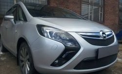 1 469 р. Нижняя сетка на бампер Russtal (черная) Opel Zafira С дорестайлинг (2011-2016)  с доставкой в г. Керчь. Увеличить фотографию 2