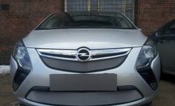 1 539 р. Нижняя сетка на бампер Russtal (хром) Opel Zafira С дорестайлинг (2011-2016)  с доставкой в г. Керчь. Увеличить фотографию 2