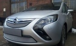 1 539 р. Нижняя сетка на бампер Russtal (хром) Opel Zafira С дорестайлинг (2011-2016)  с доставкой в г. Керчь. Увеличить фотографию 3