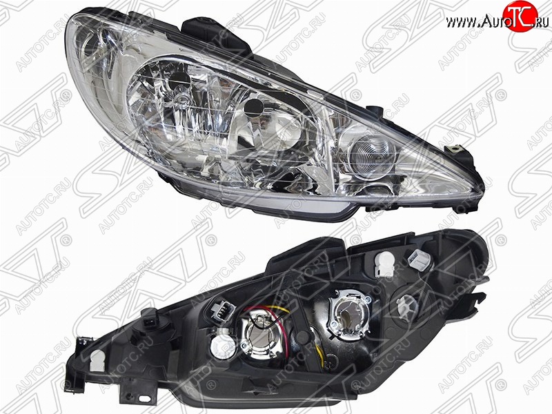 4 599 р. Правая фара передняя SAT (хрусталь)  Peugeot 206 ( хэтчбэк 5 дв.,  хэтчбэк 3 дв.) (1998-2003) 2AC дорестайлинг  с доставкой в г. Керчь