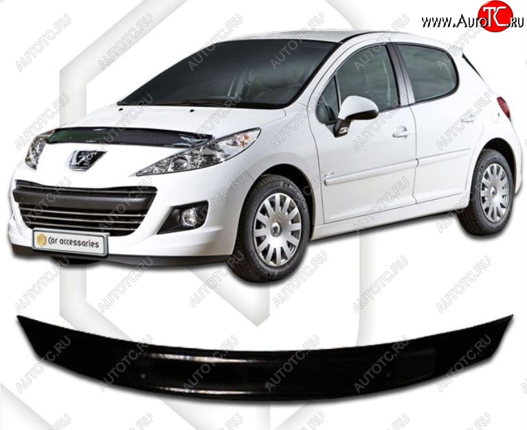 2 699 р. Дефлектор капота CA-Plastic Peugeot 207 WA хэтчбэк 3 дв. дорестайлинг (2006-2009) (Classic черный, Без надписи)  с доставкой в г. Керчь