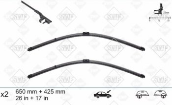 Комплект щеток стеклоочистителей на SWF (650+425 мм) Ford Focus  2 (2004-2011), Peugeot 207 ( WK,  WA,  WC) (2006-2012)