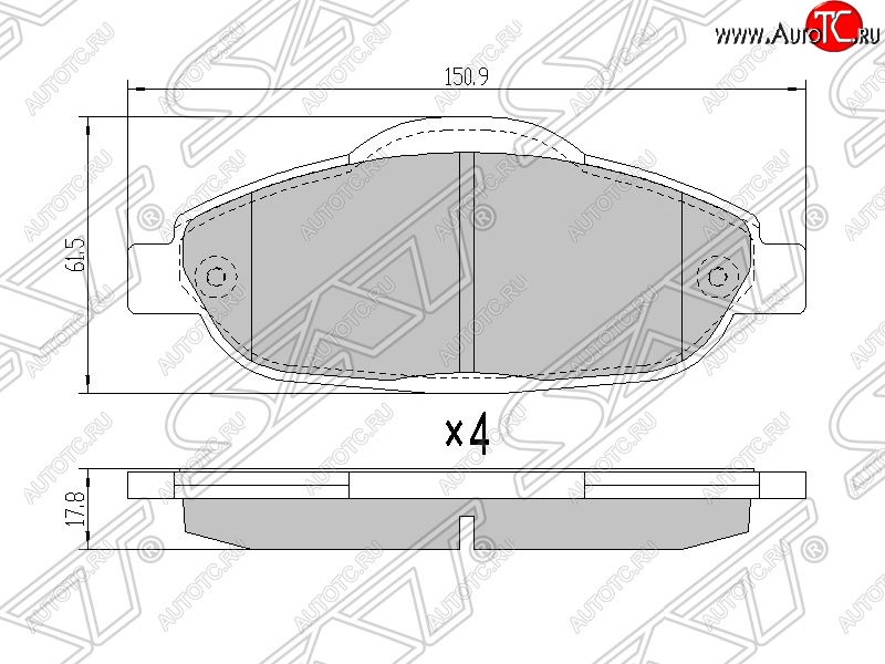 1 099 р. Колодки тормозные SAT (передние)  Peugeot 3008 - 308 ( T7,  T9)  с доставкой в г. Керчь
