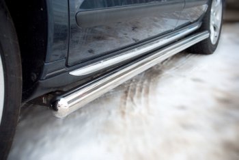 19 999 р. Защита порогов из круглой трубы диаметром 63 мм SLITKOFF v3  Peugeot 3008 (2009-2013) дорестайлинг  с доставкой в г. Керчь. Увеличить фотографию 2