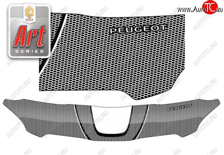 2 399 р. Дефлектор капота CA-Plastiс  Peugeot 301 (2012-2017) (Серия Art белая)  с доставкой в г. Керчь