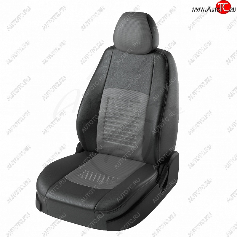 9 449 р. Чехлы для сидений Lord Autofashion Турин (экокожа) Peugeot 308 T7 хэтчбек 5 дв. дорестайлинг (2007-2011) (Черный, вставка серая)  с доставкой в г. Керчь