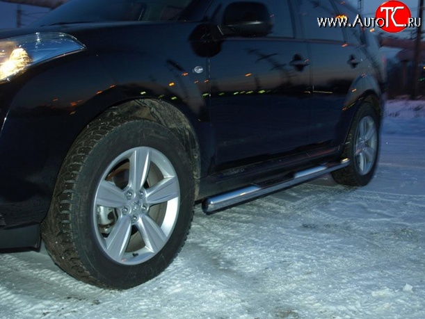 11 299 р. Защита порогов с проступью d76 мм Металл Дизайн Peugeot 4007 (2007-2012) (полированная нержавейка)  с доставкой в г. Керчь