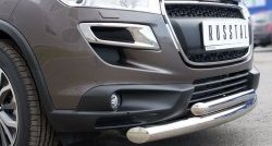 20 399 р. Защита переднего бампера (2 трубыØ76 и 63 мм, нержавейка) SLITKOFF  Peugeot 4008 (2012-2017)  с доставкой в г. Керчь. Увеличить фотографию 3