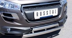 16 849 р. Защита переднего бампера (2 трубыØ75х42 мм, нержавейка) Russtal Peugeot 4008 (2012-2017)  с доставкой в г. Керчь. Увеличить фотографию 2
