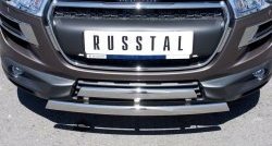 Защита переднего бампера (2 трубыØ75х42 мм, нержавейка) Russtal Peugeot 4008 (2012-2017)
