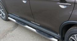 83 999 р. Защита порогов с пластиковыми вставками для ног из круглой трубы диаметром 76 мм Russtal Peugeot 4008 (2012-2017) (Защита порогов с со скосами на торцах (вариант 1))  с доставкой в г. Керчь. Увеличить фотографию 4