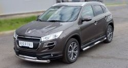 83 999 р. Защита порогов с пластиковыми вставками для ног из круглой трубы диаметром 76 мм Russtal Peugeot 4008 (2012-2017) (Защита порогов с со скосами на торцах (вариант 1))  с доставкой в г. Керчь. Увеличить фотографию 11