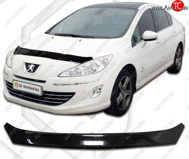 1 899 р. Дефлектор капота CA-Plastic Peugeot 408  дорестайлинг (2010-2017) (Classic черный, Без надписи)  с доставкой в г. Керчь