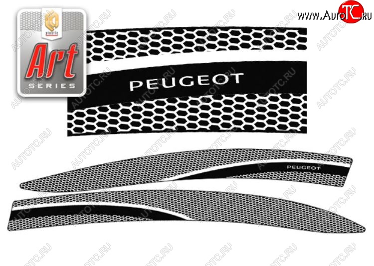 2 199 р. Дефлектора окон CA-Plastic  Peugeot 408 (2010-2017)  дорестайлинг (Серия Art черная, Без хром.молдинга)  с доставкой в г. Керчь