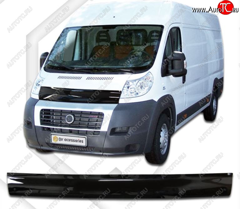 1 899 р. Дефлектор капота CA-Plastic  Peugeot Boxer  250 (2006-2014) (Classic черный, Без надписи)  с доставкой в г. Керчь