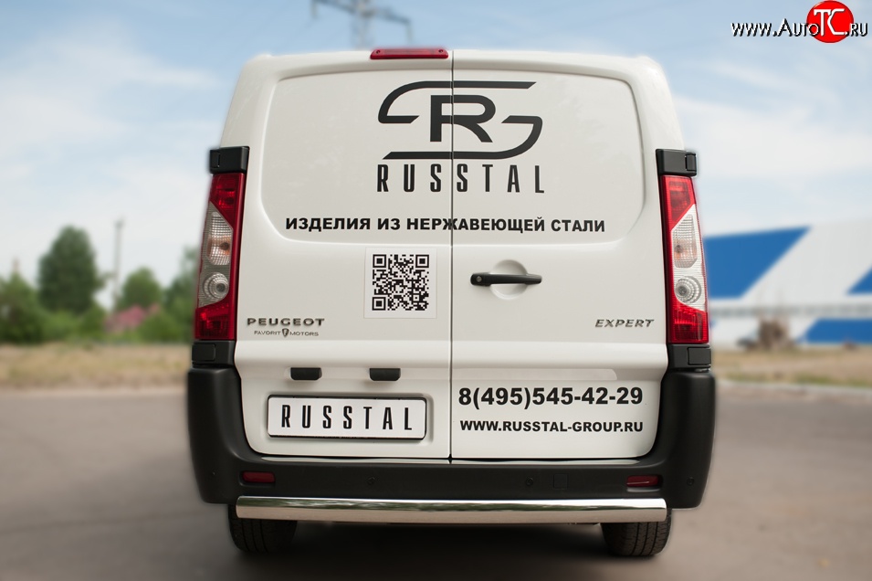 13 999 р. Защита заднего бампера (Ø75x42 мм, нержавейка) Russtal Peugeot Expert G9 минивэн дорестайлинг (2007-2013)  с доставкой в г. Керчь